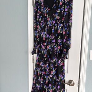 Calvin Klein Black Dress with Purple Floral Design